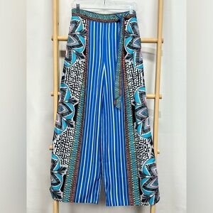 JEALOUS TOMATO Aqua blue‎ multi graphic print palazzo pant size S.